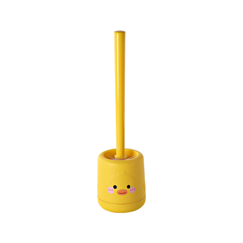 Yellow Duck Toilet Brush Cartoon No Dead Corners Clean Toilet Wash Toilet Brush Plastic Hair Silicone Creative Wall Mount Item Picture