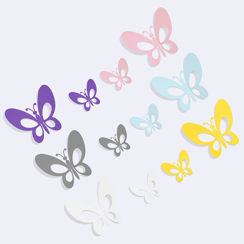 Hollowed-out 3D three-dimensional hollow 12 6-color paper butterflies for Amazon foreign trade wedding, festival and home decoration