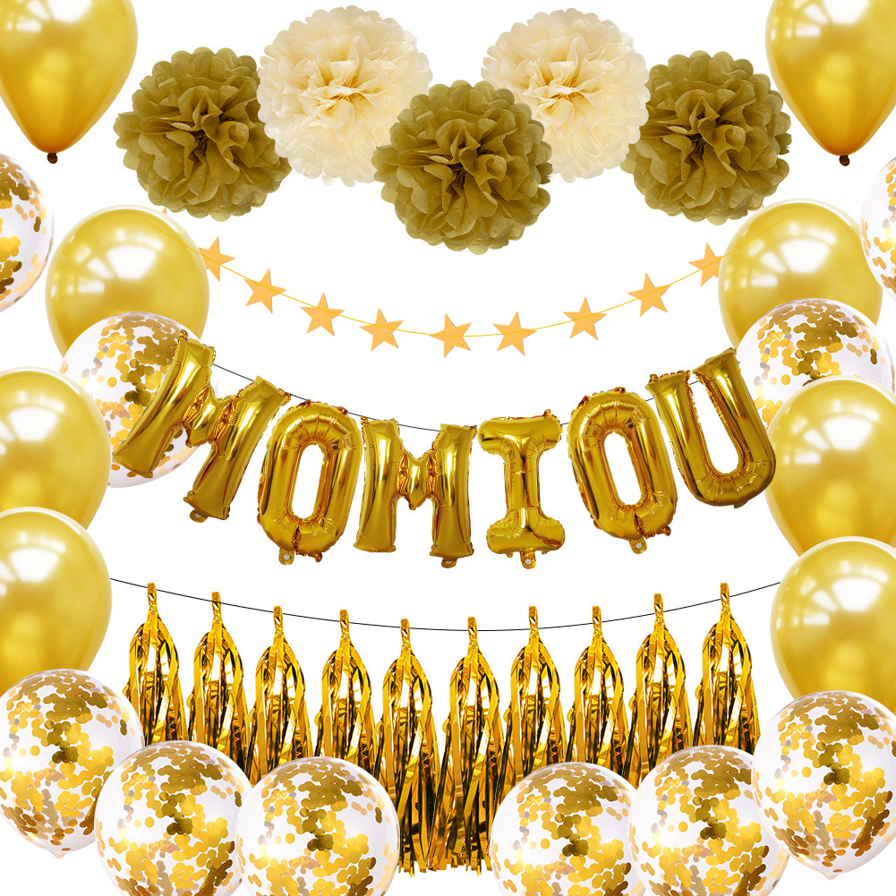 Cross Border Father's Day Mother's Day Balloon Set DAD MAM IOU Happy Holiday Decorated Background Balloon set