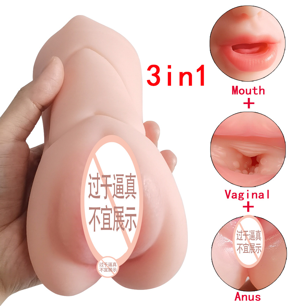 Men With Airplane Cup Three Points Inverted Mold Double Head Tongue Licking Name Mouth Masturbation Device details Picture