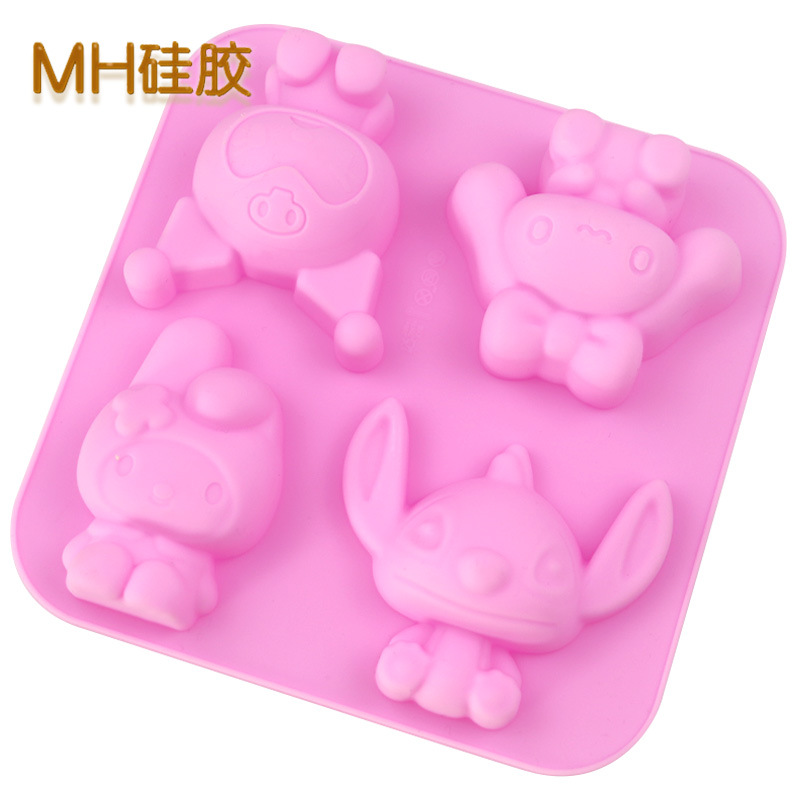 Minghao 4-Even Cartoon Combination Silicone Cake Mold Handmade Soap Mold Diy Baking Kulomi Yugui Dog Application Scenario