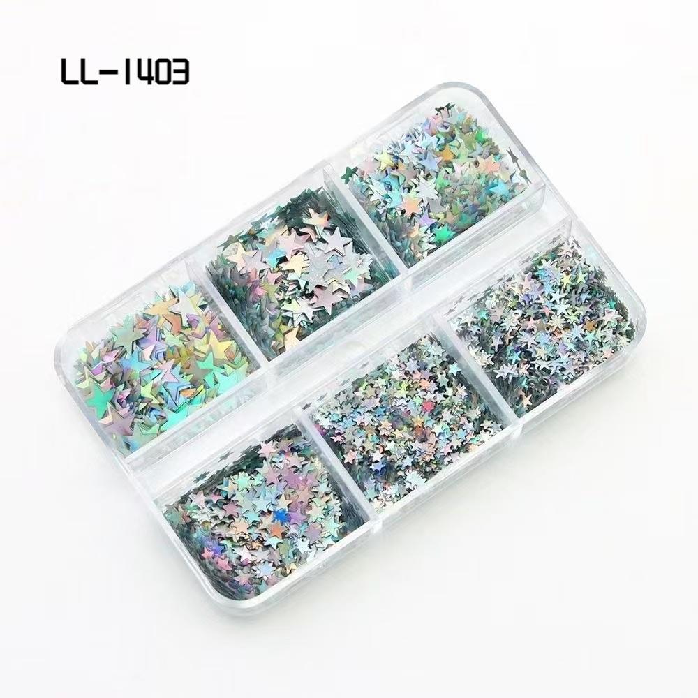 爆款DIY五角星金银亮片异型镭射美甲金葱粉指甲装饰闪片批发美容彩妆美甲饰品详情11