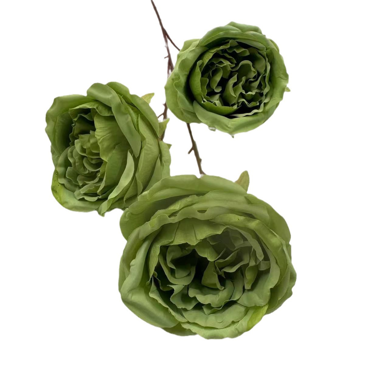 Three-headed large Austin artificial flowers, white Austin rose artificial flowers, wedding hall decoration flowers Item Picture