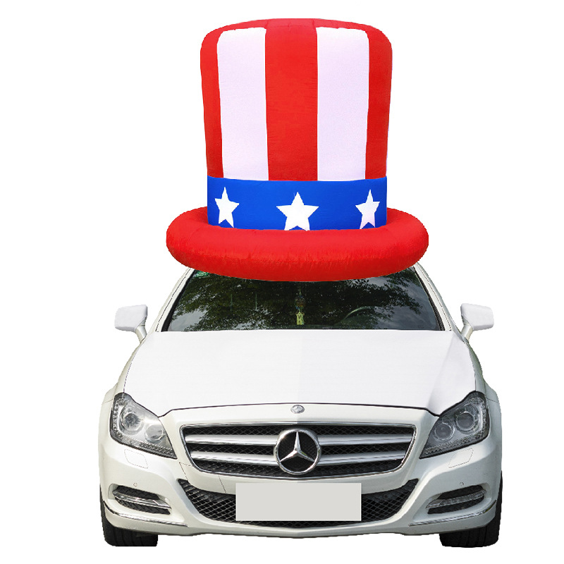 Cross-border new American Independence Day air mold cat roof decoration products polyester LED light illuminated inflatable air mold Item Picture