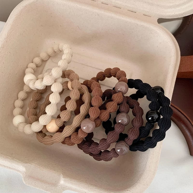 Korean-style simple, high-elasticity and durable bean-shaped hair bands that won't damage hair, high ponytail with thick hair ties, bun hair and hair band accessories Specification image