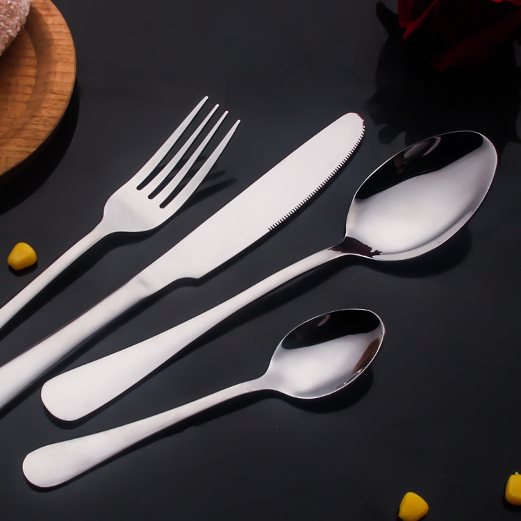 1010 Stainless Steel Tableware Set Steak Knife, Fork And Spoon Hotel Western Food Four-Piece Set Of Knife, Fork And Spoon Wholesale details Picture