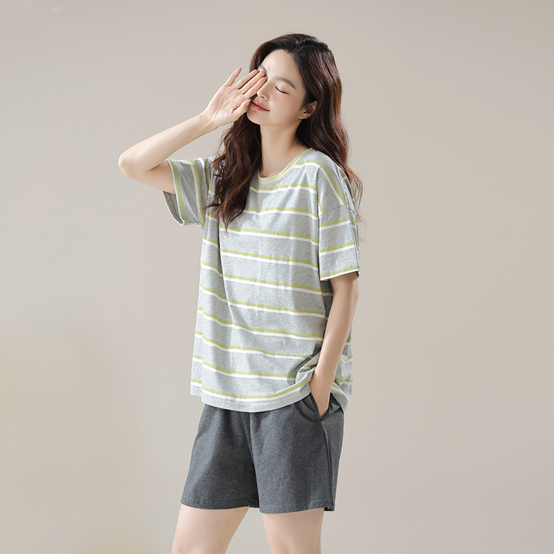 【 Antibacterial Xinjiang Cotton 】 Summer pure cotton couple pajamas, Women's short-sleeved thin men's pajamas, summer home wear set Application Scenario