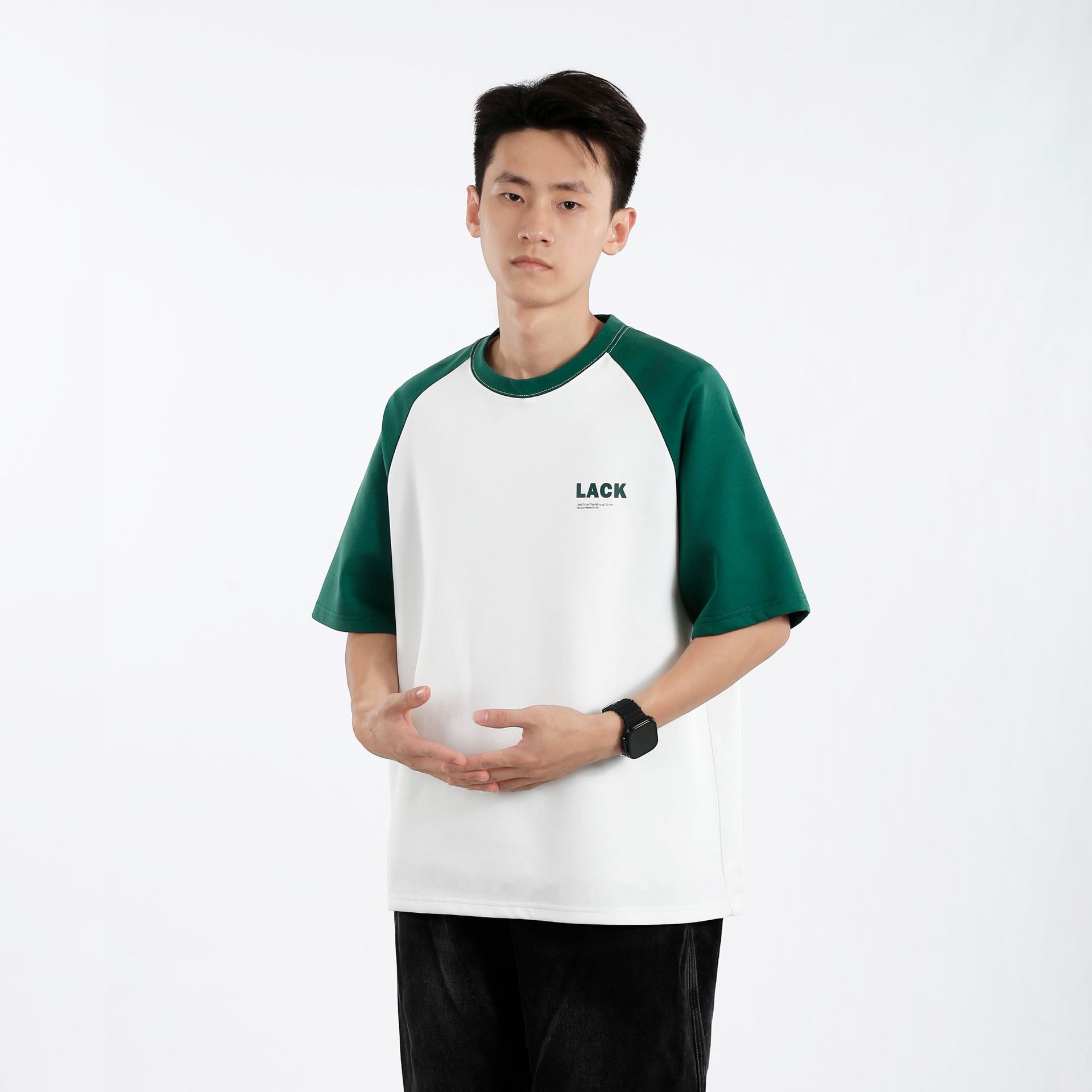 American blockbuster color-blocking shoulder sleeve T-shirt, short-sleeved men's summer loose and casual round-neck printed T-shirt, half-sleeved trend Application Scenario