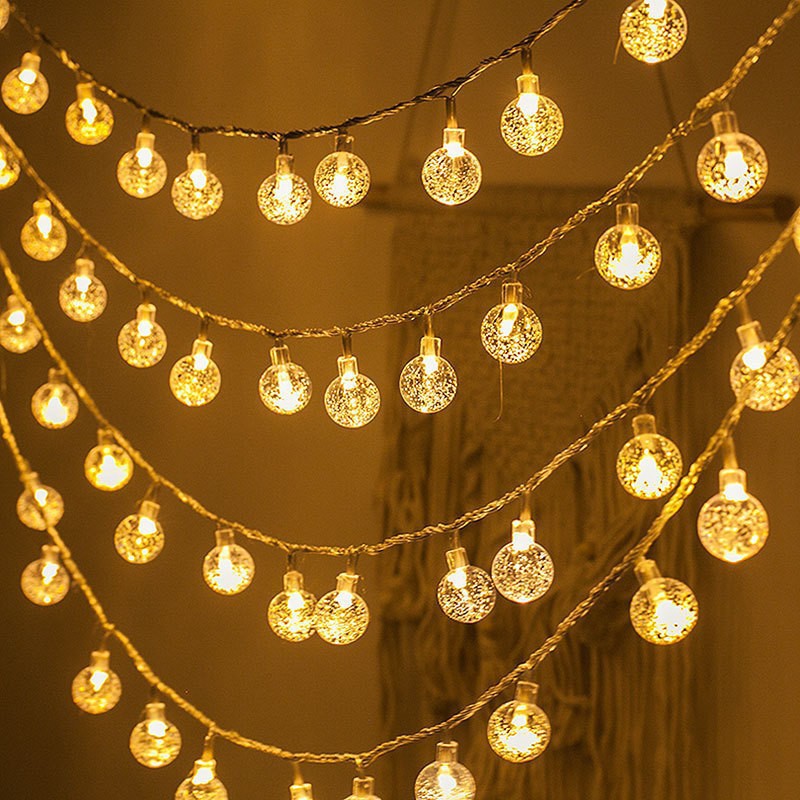 Cross-border led solar lights, outdoor camping, courtyard decoration, star lights, bubble color lights, string lights Specification drawing