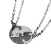 Fashionable black and white cat pendant necklace, creative love cat couple splicing necklace, men's and women's couple accessories wholesale Application Scenario