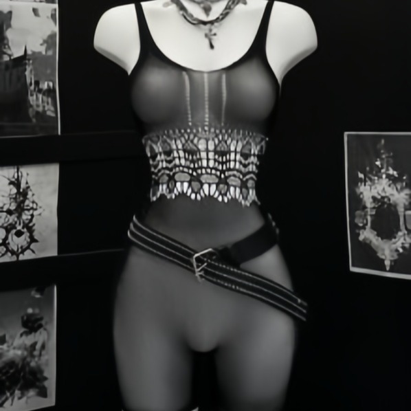 A new style of women's wear with a touch of sensuous and sexy lingerie, a European and American cross-border one-piece dress, a transparent and passionate net top, and a cut-out design details Picture