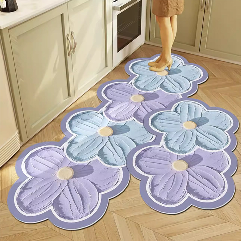 硅藻泥厨房地垫吸水地毯家用厨房脚垫防滑防油长条垫子免洗进门垫图