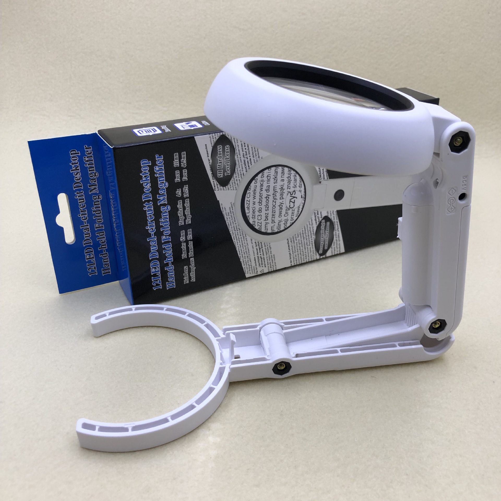 New USB handheld and desktop dual-purpose maintenance reading 8-LED light 7x magnifying glass FS65RC details Picture