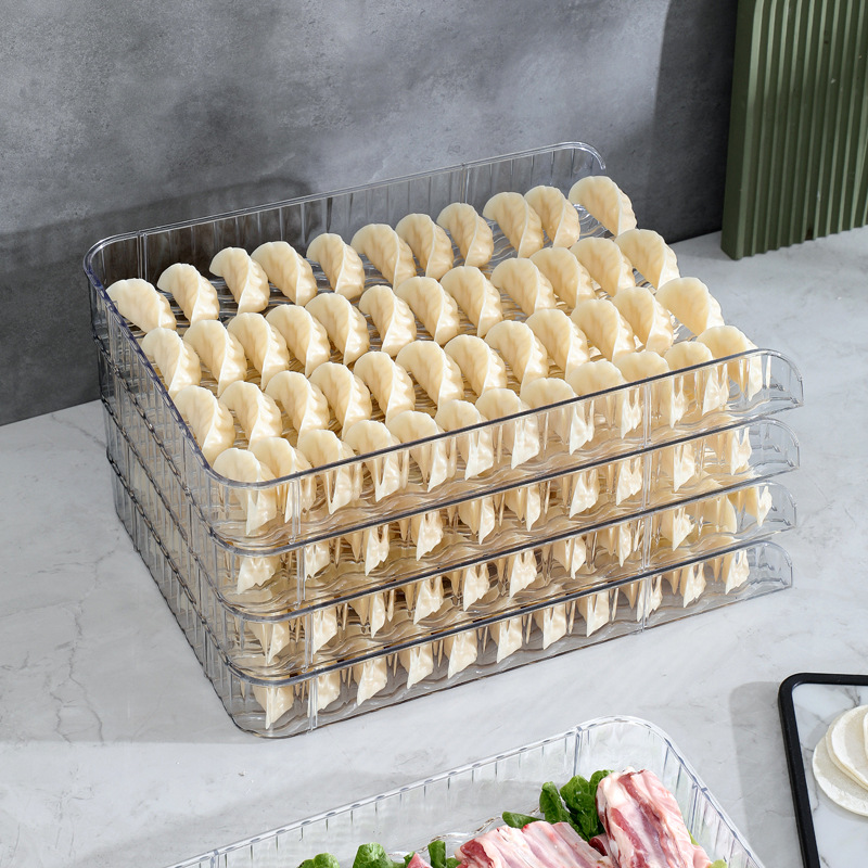 The dumpling cover curtain is non-stick. It is a household food-grade dumpling box. It is thickened in the refrigerator and can be stacked in the kitchen for storage Specification image