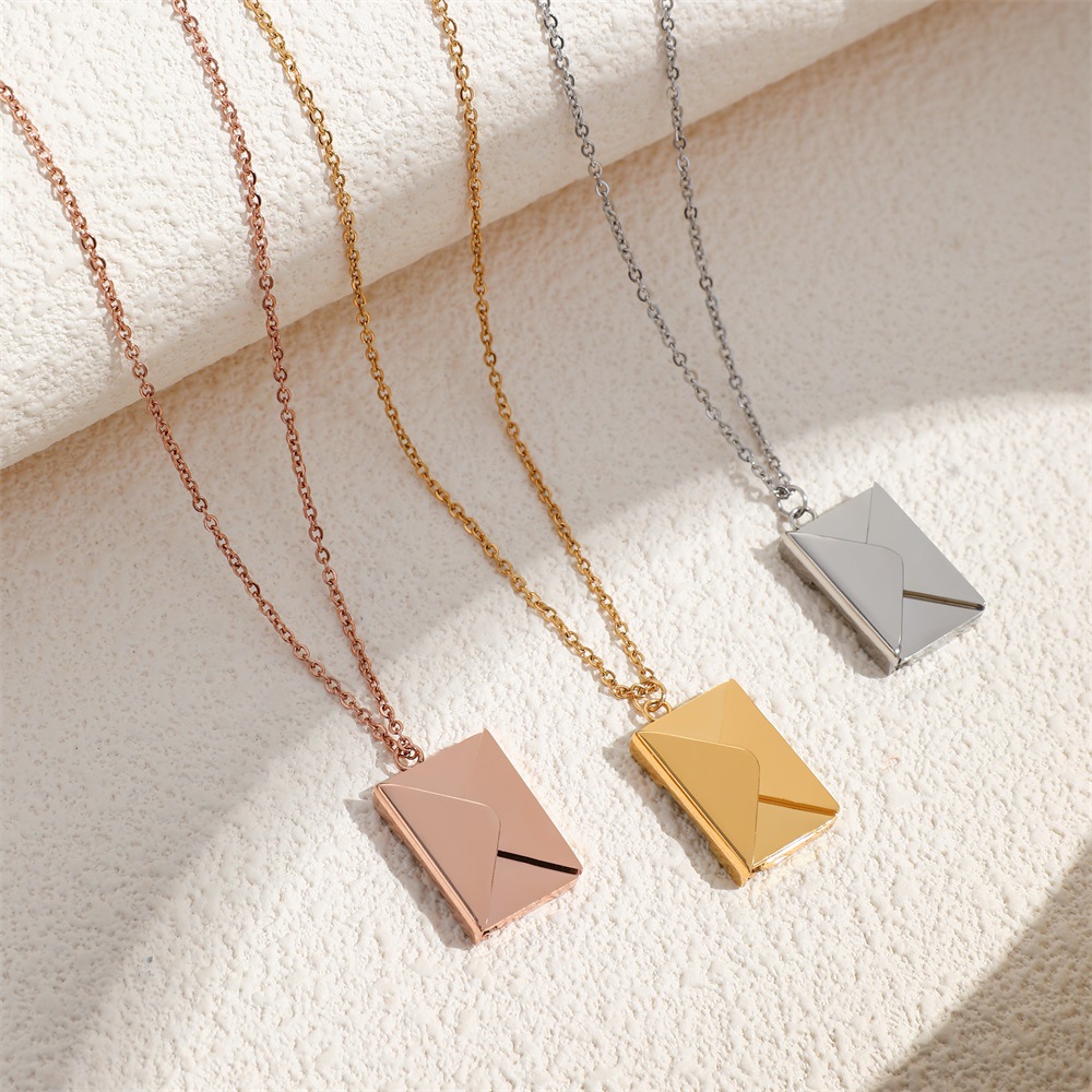 Personalized and creative love letter envelope titanium steel necklace for ladies, unique and non-fading, openable collarbone chain pendant jewelry Application Scenario