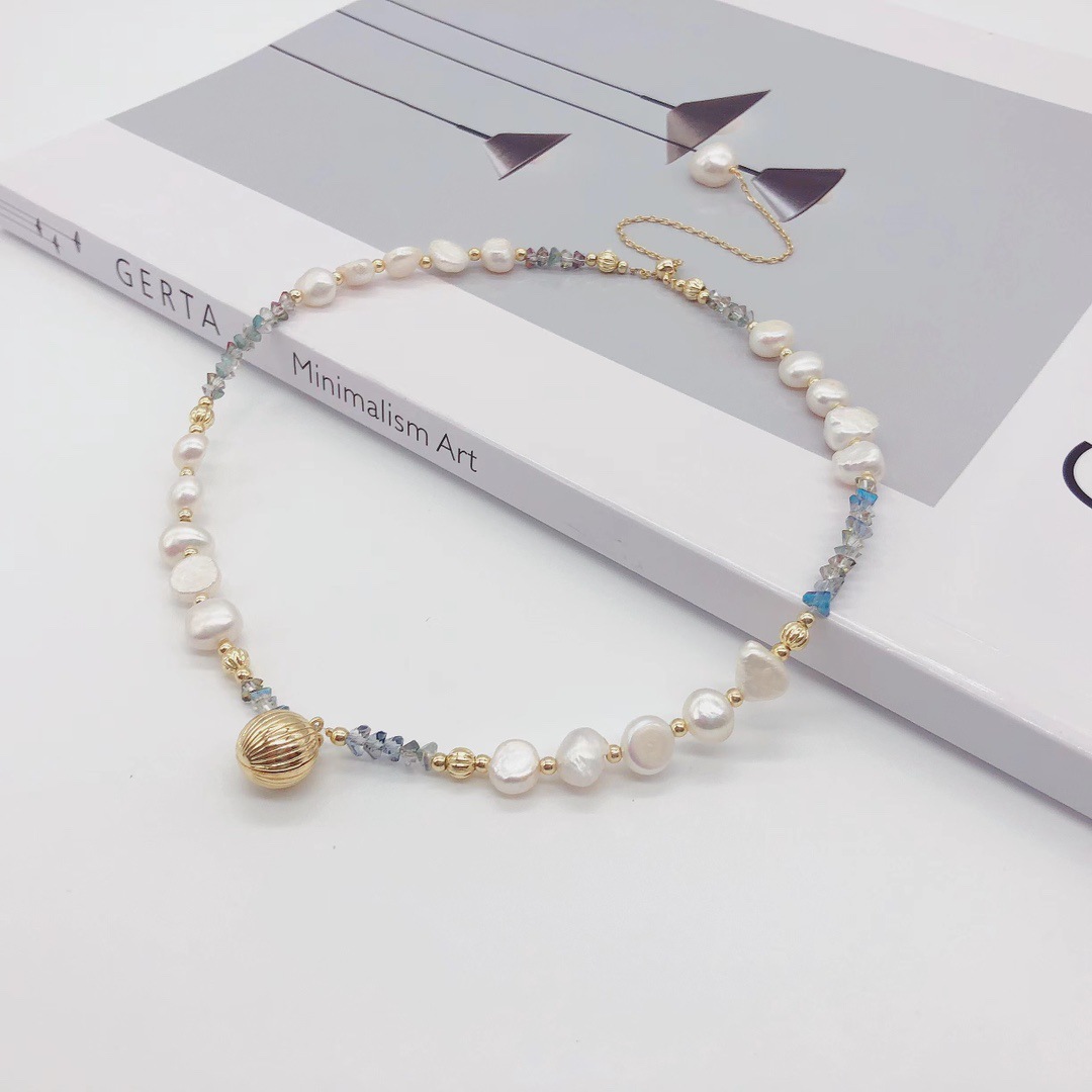 新潮朋克风磁力扣多戴淡水珍珠项链