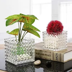 Vase Square glass Cube vase Fish tank Clear glass vase Specification drawing