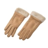 Autumn and winter women's embroidered fur gloves, outdoor cycling chicken skin fleece windproof and warm gloves, cute touch screen gloves Item Picture