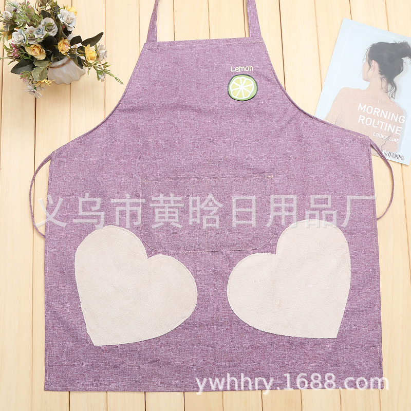 【 Hold Jia 】 Add Waterproof Cationic Hand Absorbent Fruit Print Apron Kitchen Cleaning Gift Application Scenario