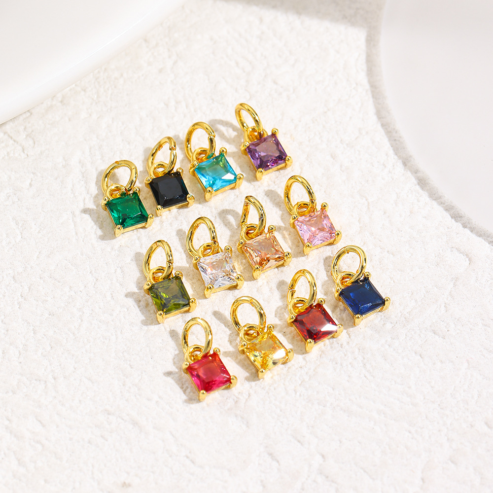 DIY pendants, bracelets, necklaces, earrings and accessories made of small, unique geometric square colored zircon