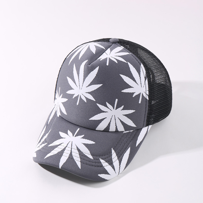 Truck Driver Net Cap Foreign Trade Europe And The United States Maple Leaf Printed Sponge Baseball Cap Summer With Net Shade Cap Application Scenario