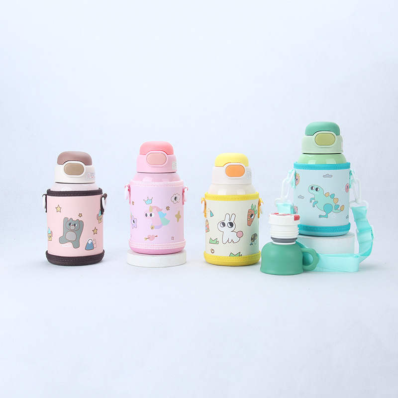 Cloth Cover Stainless Steel Children Cute Store Thermos Cup Men And Women Cute Cartoon Straw Water Cup With Clamshell Cup