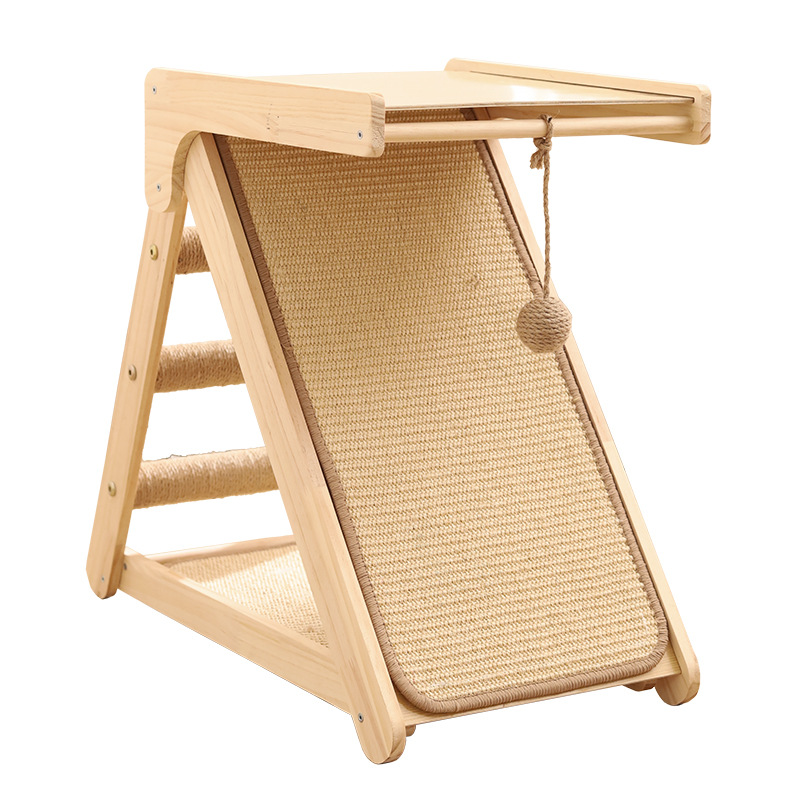 Cat scratch board, cat bed integrated, wear-resistant and non-flaking, solid wood cat climbing frame, non-occupying space, sisal pad, cat jumping platform, cat toy Item Picture