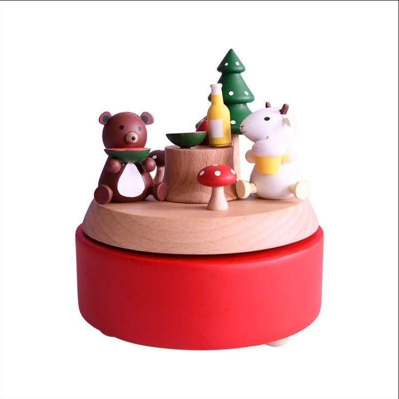 Cat's Sky City Beech wood music box Birthday gift, Christmas Festival engraved music box, music bell Item Picture