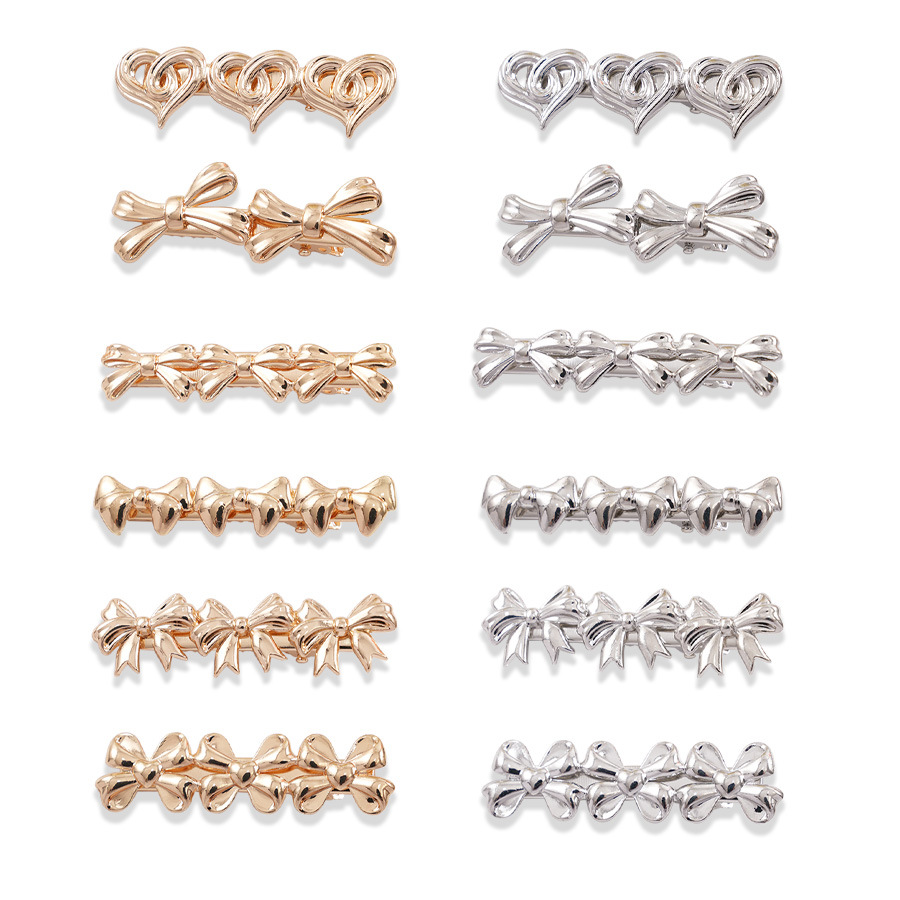 The new bow hair clips of the national trend series feature an InS-style niche design, hollowed-out heart-shaped duckbill clips, side hair clips and bangs clips Item Picture
