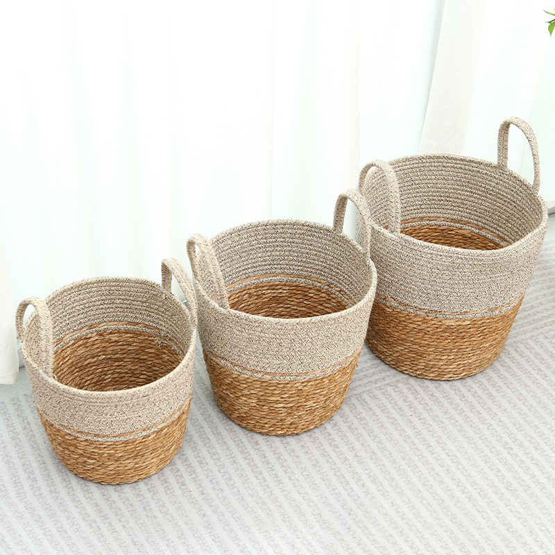 Nordic Hand Woven Laundry Basket Multi-Specification Set Home Straw Storage Basket Sundries Snacks Finishing Storage Basket details Picture