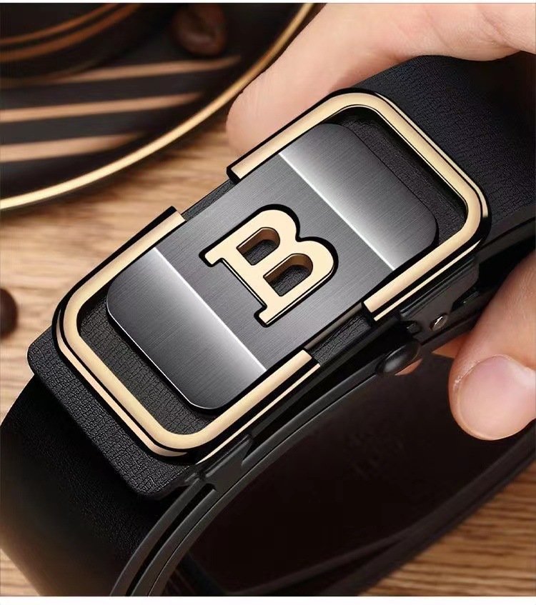 Pipper Belt Men Toothless Wear Automatic Buckle Cowhide Belt Senior Simple All-Matching Belt Men Spot Wholesale Specification drawing