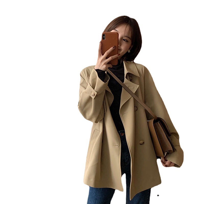 Black Trench Coat Women's Long Small 2023 Spring And Autumn New Korean Chic Style Trench Coat Item Picture