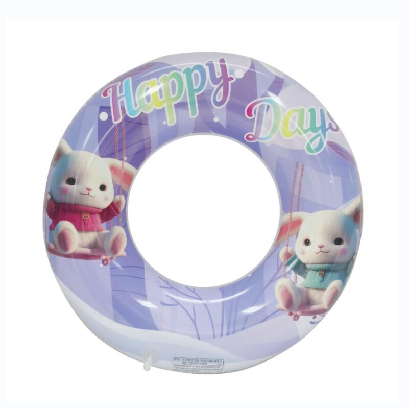 Factory wholesale of inflatable children's swimming rings, cartoon pink rabbit life buoys, thickened little white rabbit armpit swimming rings Item Picture