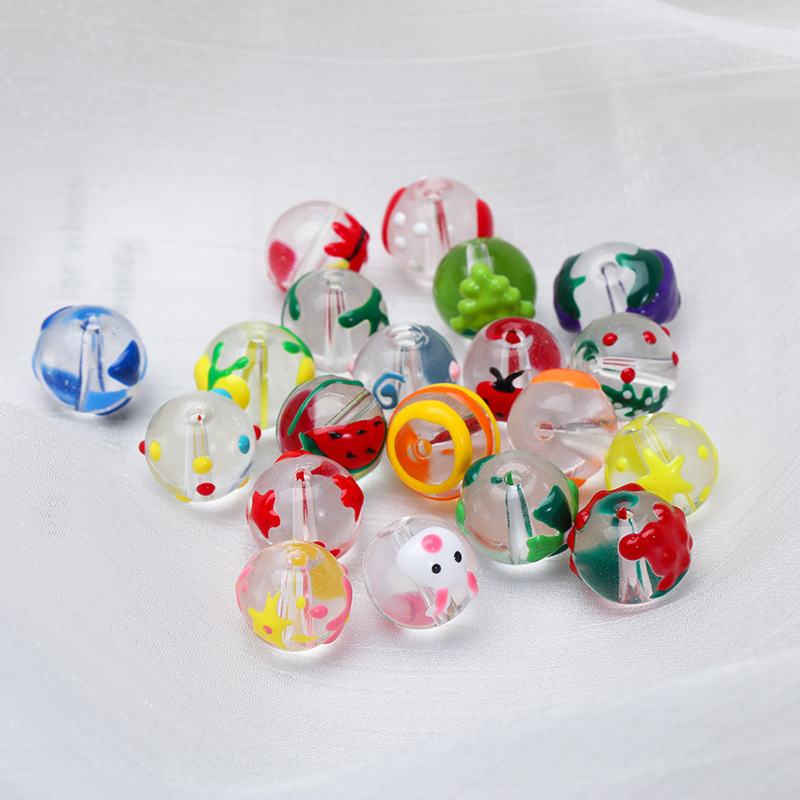 Hanyu Yuan Fun Oil-Dripping hand-painted Glass Beads, Cherry Blossom butterfly beaded DIY material Handmade Jewelry accessories details Picture