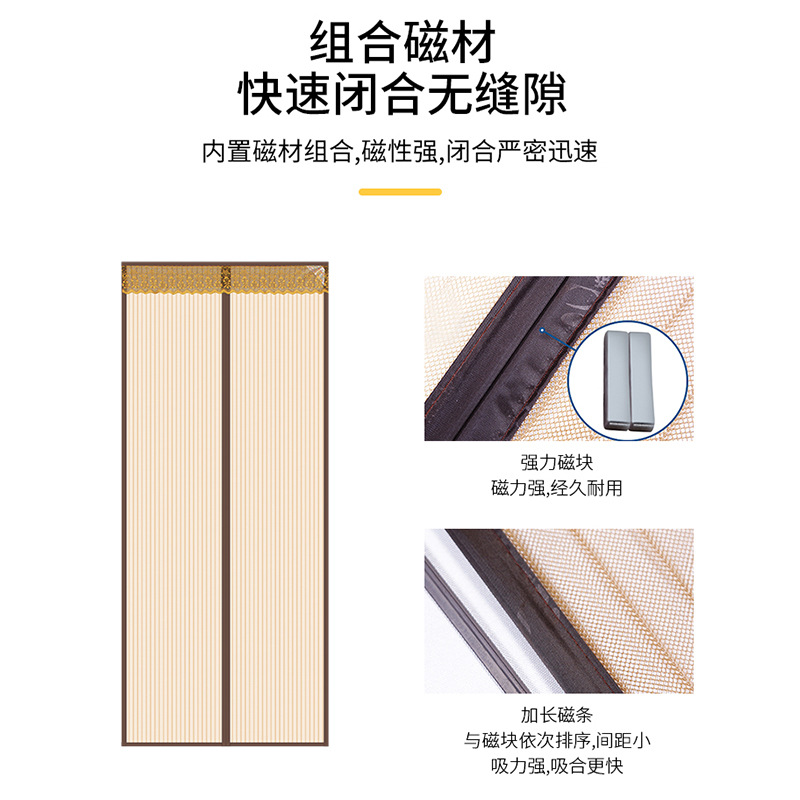 Wholesale magnetic soft screen doors, household summer encrypted mosquito-proof silent door curtains, screens, sand doors, Velcro door curtains, mosquito-proof Specification image