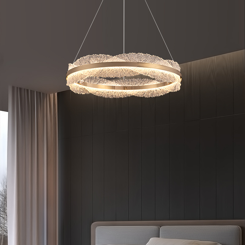 Modern light luxury living room chandelier, circular led hall light, designer creative model room, bedroom and dining room lighting fixtures details Picture