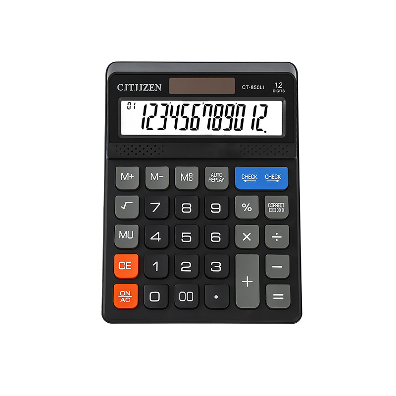 Wholesale CT-850Li computer 12-digit accounting, finance, business office, solar dual power calculator Item Picture