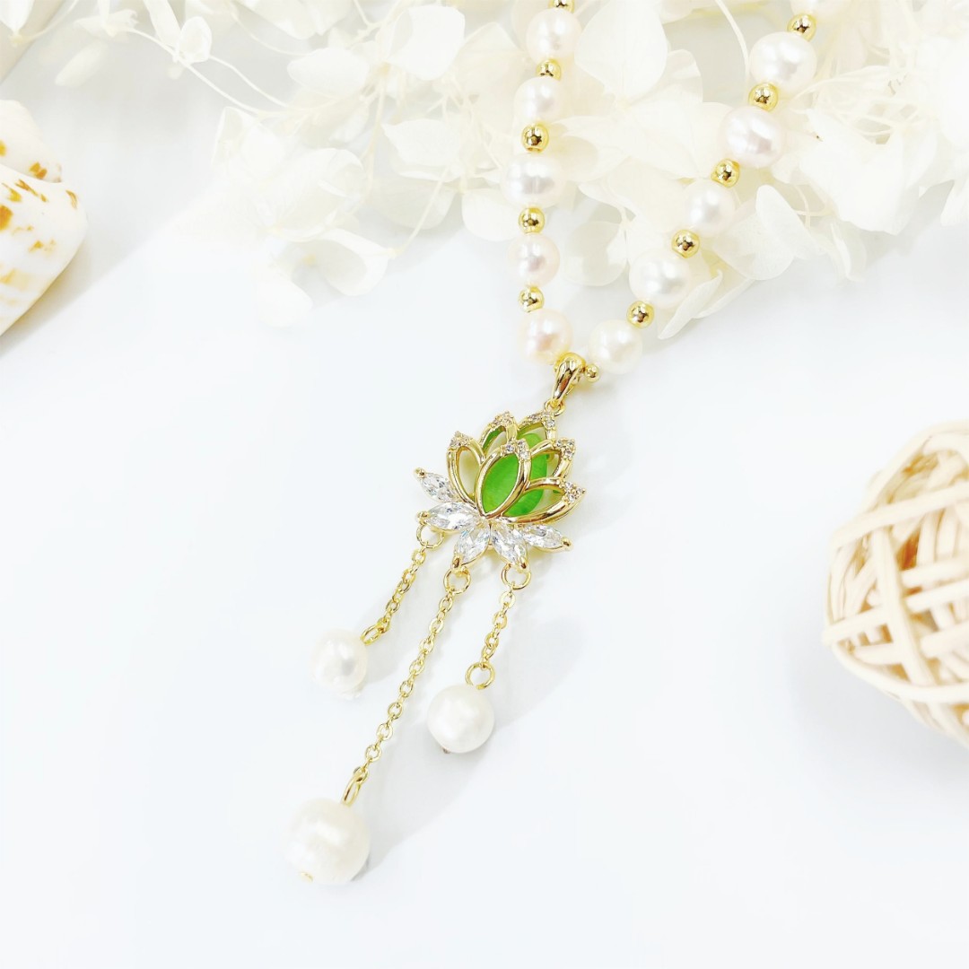 步步生莲珍珠白底实物图