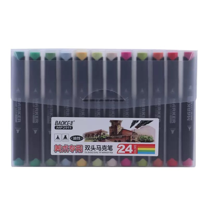 Bok double-headed marker pen, water-based double-headed outlining pen, children's drawing, art outlining, handcrafted drawing pen details Picture