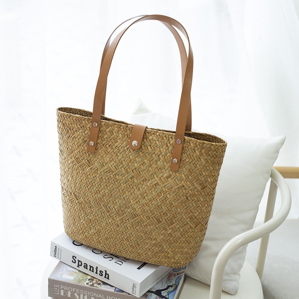编织包包时尚简约单肩草编包森系手工编织包休闲百搭大容量沙滩包