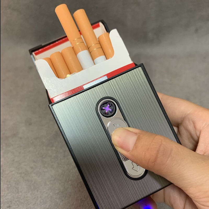 Wholesale of 20-piece arc lighters and cigarette boxes from the manufacturer of popular thick-stemmed USB charging cigarette boxes Item Picture