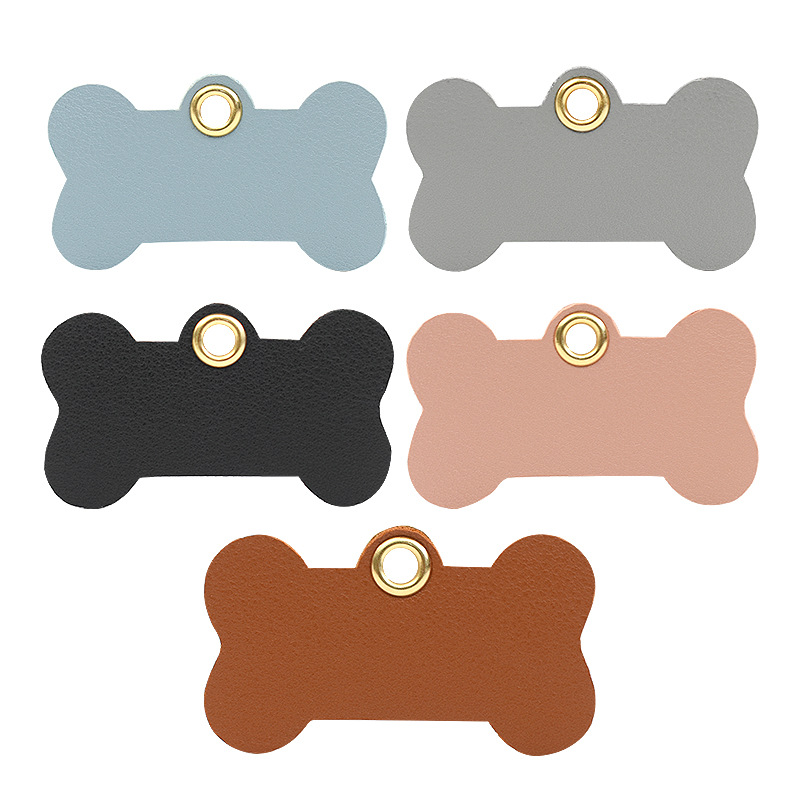 Bone-shaped multi-color leather pet pendants for cross-border trade, anti-wandering cat and dog tags, and pet dog tags for going out Item Picture