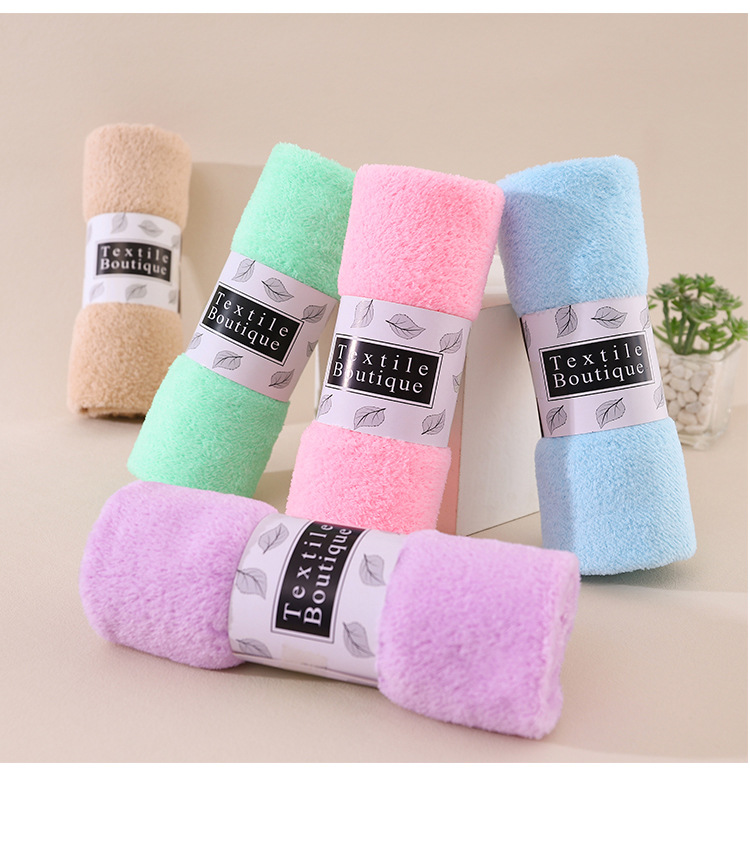 Wholesale and in-stock production of high-density coral fleece towels, water-absorbent, non-shedding, cut-down, waist band packaged gift towels pic 12