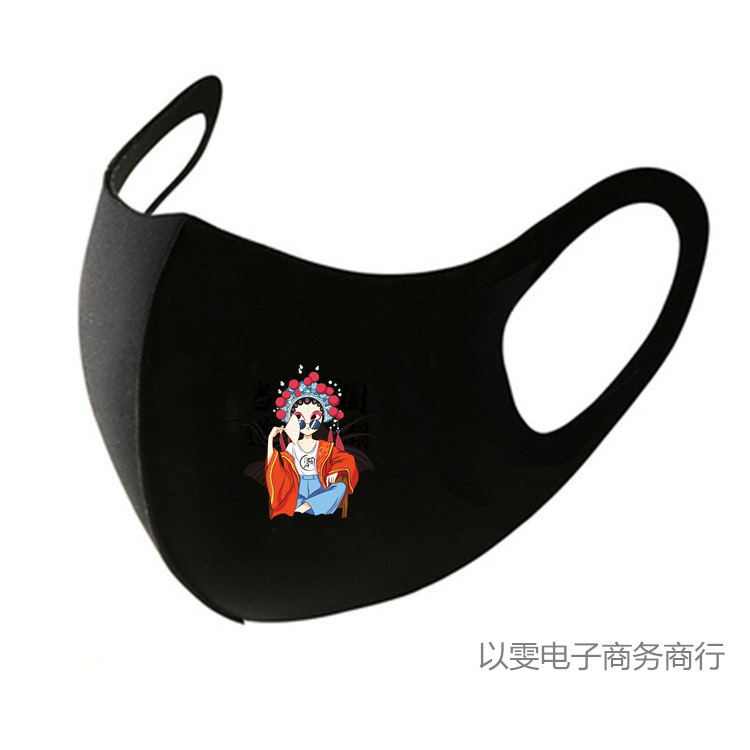 国潮中国风卡通京剧脸谱花旦印花口罩冰丝透气防尘保暖男女面罩可水洗