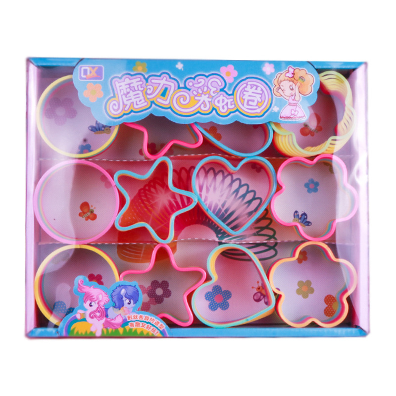 Large Special-Shaped Rainbow Ring Toy Children's Hot Love Star Rainbow Spring Stack Ring Stall Supply Item Picture