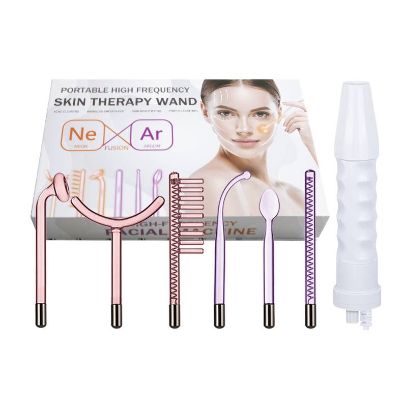 7-piece set of high-frequency electrotherapy device, beauty device accessories, glass electrotherapy tube, comb, ear spoon, mushroom-shaped electrotherapy details Picture