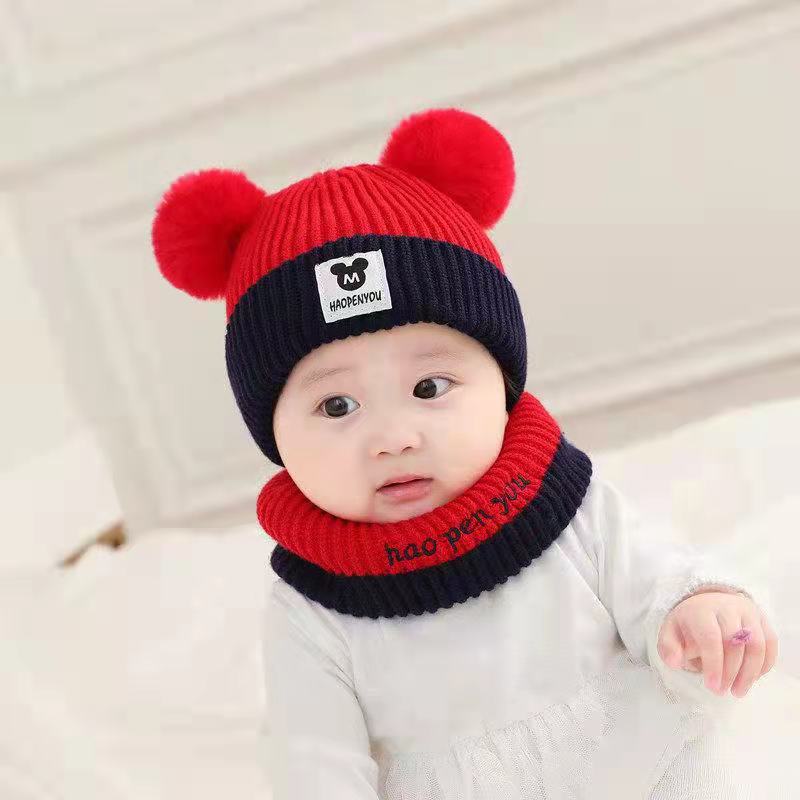 Baby Boys And Girls Baby Hats Autumn And Winter Cute Ball Ball With Wool Thickened Windproof Ear Protection Children's Hat Neck Knitted Hat Application Scenario