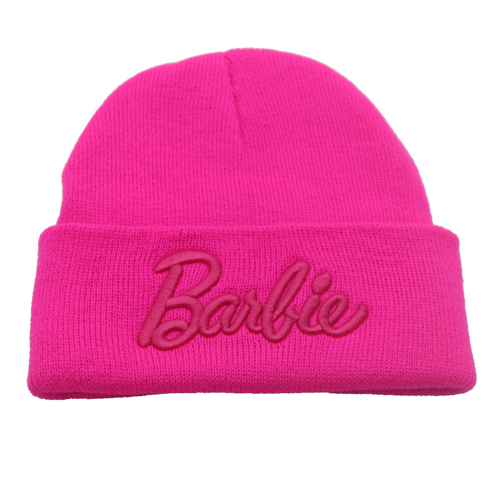 Cross Border Fall/Winter Barbie Letter Three-Dimensional Embroidered Knitted Hat For Men And Women Warm Outdoor Woolen Hat Specification drawing