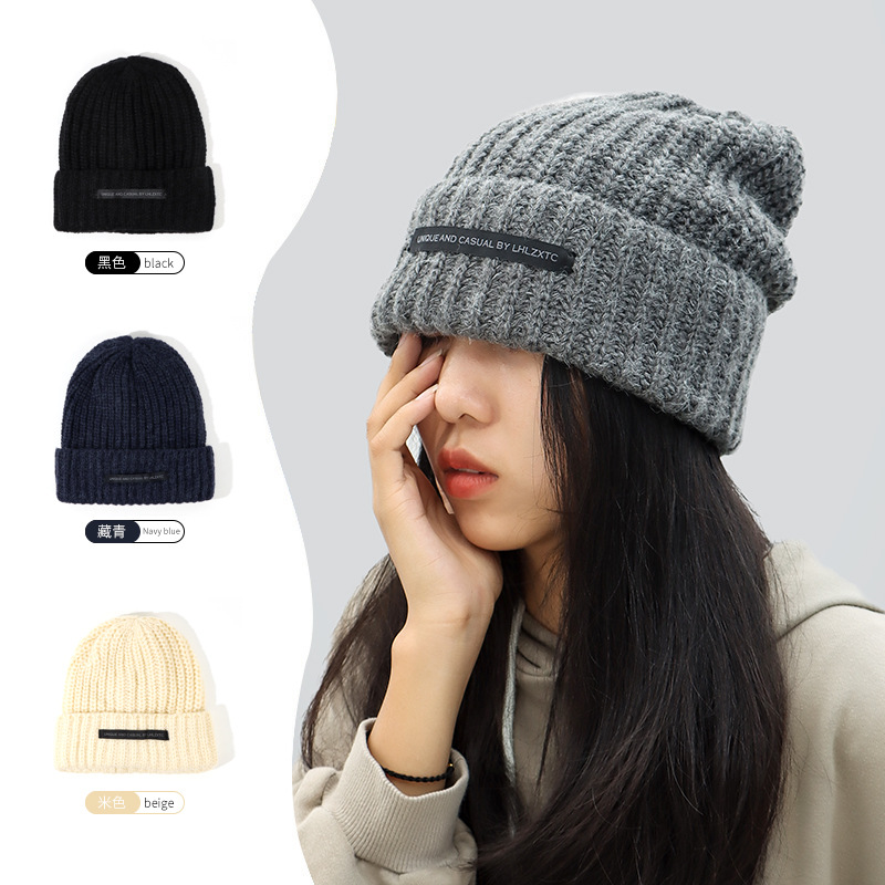 2022 New Custom High Quality Winter Warm Soft Merino Wool Acrylic Thick Knitted Beanie hat For Women thumbnail