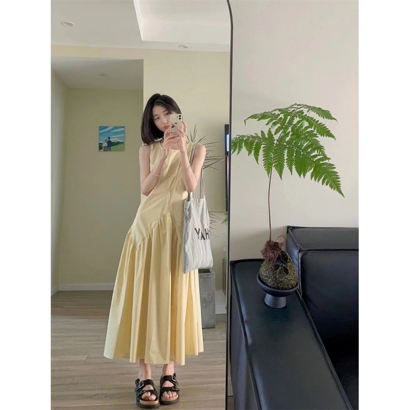气质高级感无袖背心连衣裙女2024新款夏季宽松显瘦休闲长款裙子